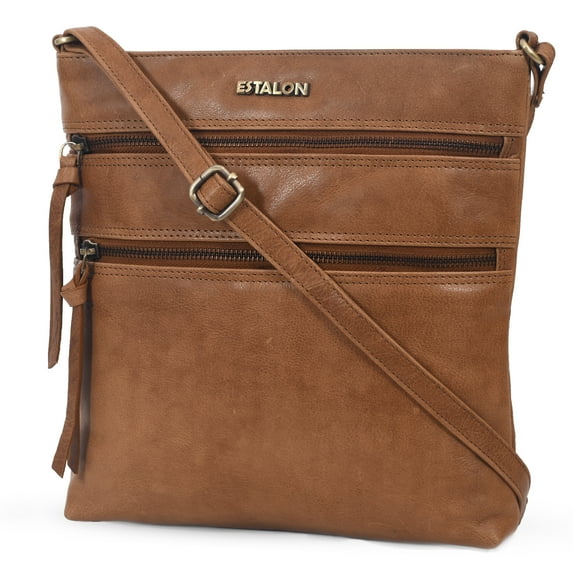 Leather Crossbody Purse for Women- Small Crossover Long Over the Shoulder Sling Womens Purses and Handbags (Cognac)