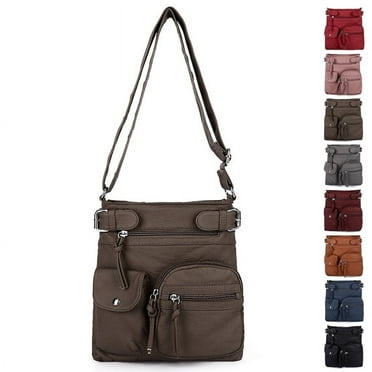 Leather Crossbody Purse for Women- Small Crossover Long Over the Shoulder Sling Womens Purses and Handbags (Khaki)