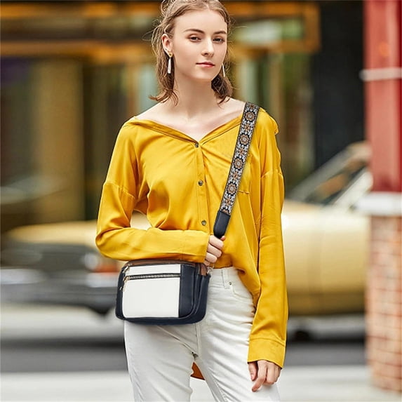 Leather Crossbody Shoulder Bag with Detachable Guitar Strap for Phone and Essentials