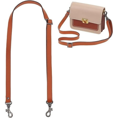 Leather Crossbody Shoulder Strap 52.6 Inch Full Grain Leather Adjustable Handag Strap Replacement Purse Strap with Buckles DIY Bag Accessory for Gym Bag Laptop Bag Computer Bag Saddle Brown