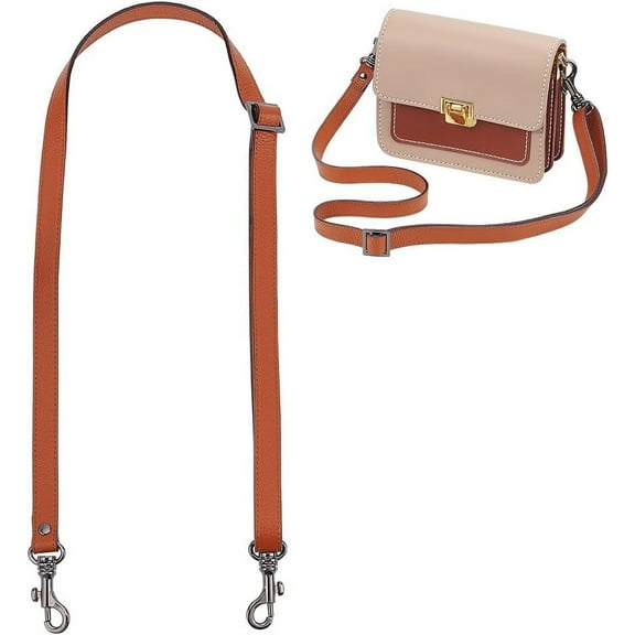 Leather Crossbody Shoulder Strap 52.6 Inch Full Grain Leather Adjustable Handag Strap Replacement Purse Strap with Buckles DIY Bag Accessory for Gym Bag Laptop Bag Computer Bag Saddle Brown