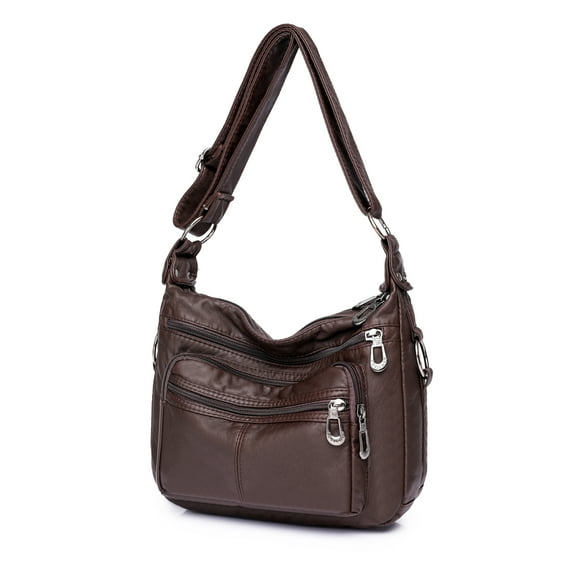 Leather Crossbody Tote Bags for Women Shoulder Purse Leather Handbags Lightweight Pocketbook With Zip Closure Shopping Travel