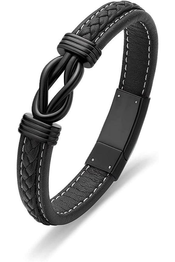 Leather Cuff Bracelet Cremation Urn Bracelet for Ashes Jewelry for Women Men Infinity Memorial Keepsake Leather Bracelet