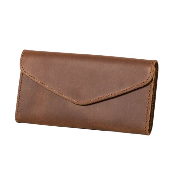 Leather Currency Pouch Money Bag Dollar Bills Organiser Handmade Travel Wallet Utility Money Pouch Cash Envelope- reddish brown