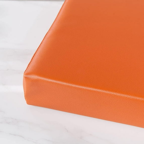Leather Cushion,Long Thick Soft Sofa Swing Chair Cushion Pad,Non-Slip Waterproof Leather Chair Seat Mat for Outdoor/Indoor/Garden/Patio 24x16inch,Orange