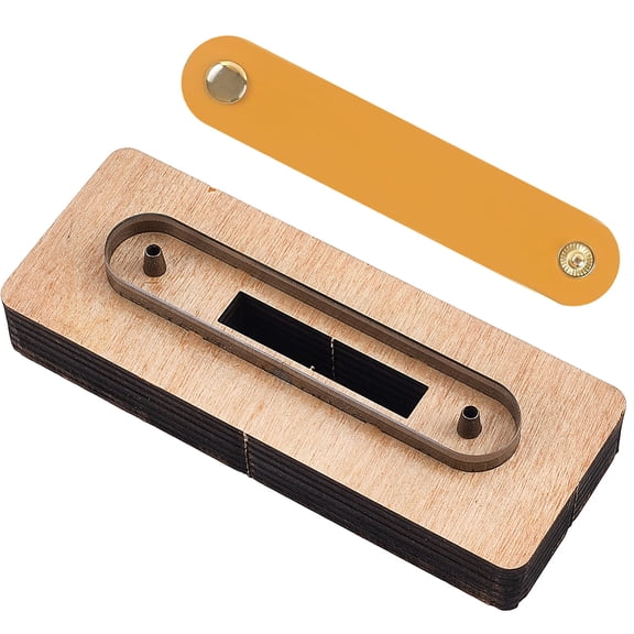 Leather Cutting Dies Metal Steel Cable Straps Cord Wire Organizer Shapes Cutter Punching Embossing Template Cut Template Tool with Smooth Wooden Base for DIY Handmade Leatherworking Craft DIY