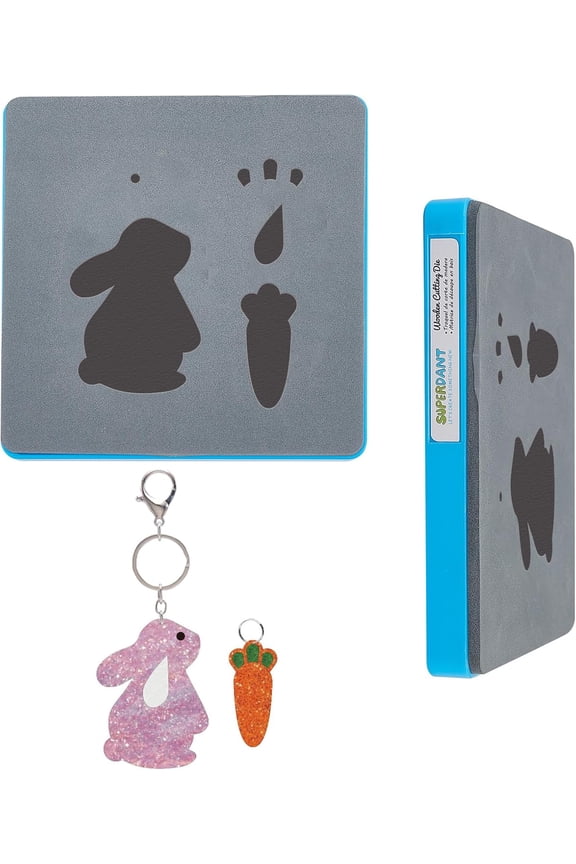 Leather Cutting Dies Rabbit Carrot Keychain Wooden Die Cutting Scrapbooking DIY Craft Die Cut Leather Cutting Dies Machine for Women Girls Jewelry Keychain Gifts Mixed Color