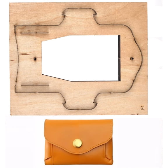 Leather Cutting Template Metal Carbon Steel Card Bag Holder Shapes Cutter Punching Embossing Template Stamping Die Tool with Smooth Wooden Base for DIY DIY Craft Projects Supplies