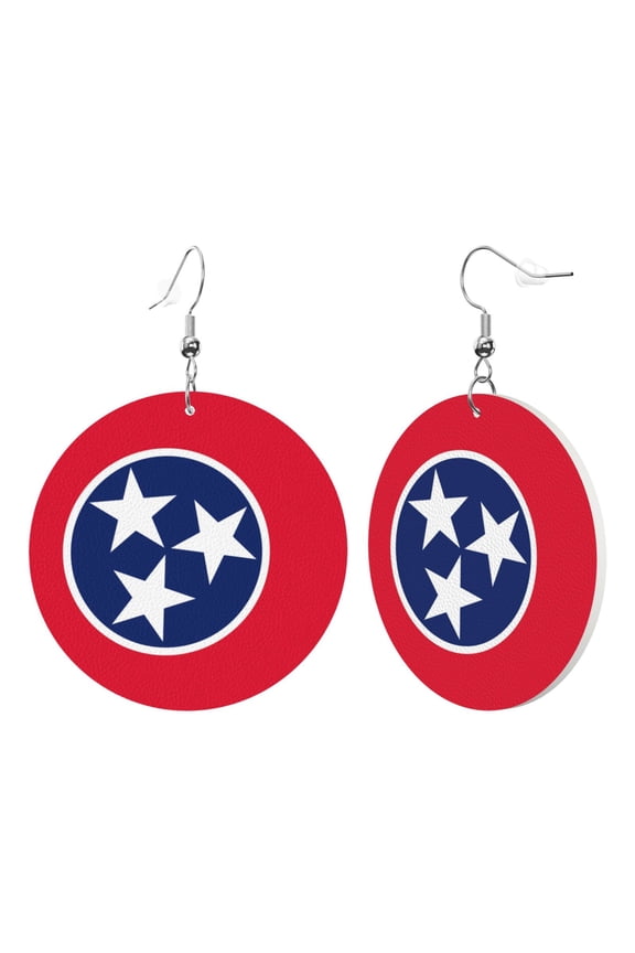 Leather Dangle Round Earrings For Women Flag Of Tennessee Circle Earrings Drop Jewelry