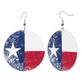 thumbnail image 1 of Leather Dangle Round Earrings For Women Texas Flag Circle Earrings Drop Jewelry, 1 of 6
