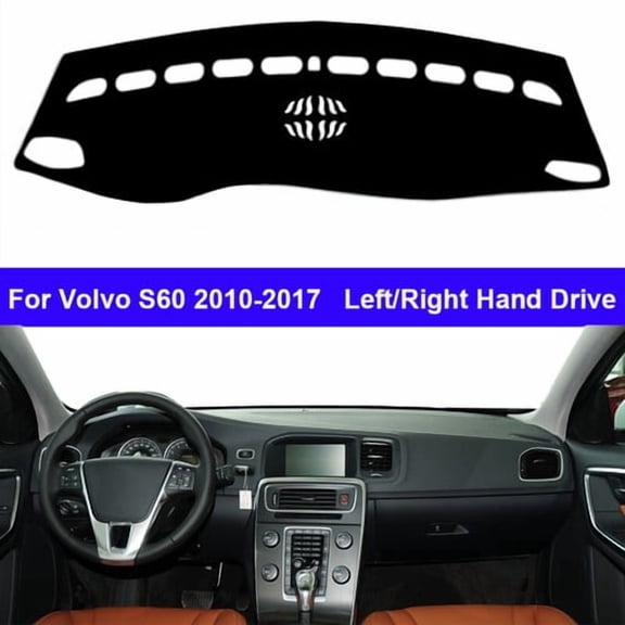 Leather Dashboard Cover Mat Non-Slip Pad Carpet Sunshield Protector Car Inner Dashboard Cover For Volvo S60 2010 - 2014 2015 2016 2017 2018