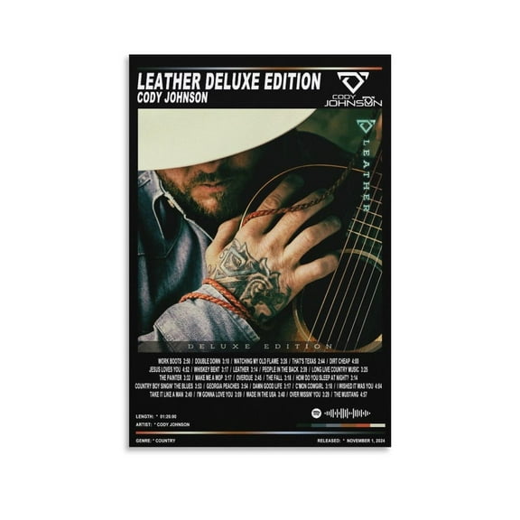 Leather Deluxe Edition by Cody Johnson Canvas Poster Wall Decorative Art Painting Living Room Bedroom Decoration Gift