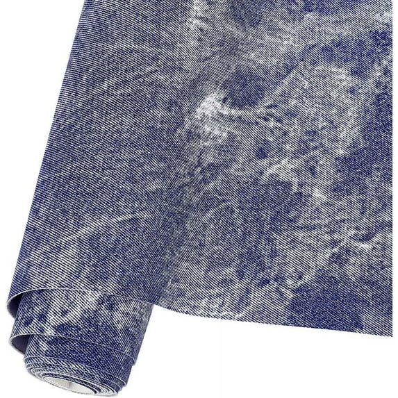 Leather Denim Fabric 78 x12.6 Inch Fabric Texture Retro Western Cowboy Faux Leahter Sheets for Handbags Wallets Pad Cellphone Case Making (Steel Blue) Midnight Blue
