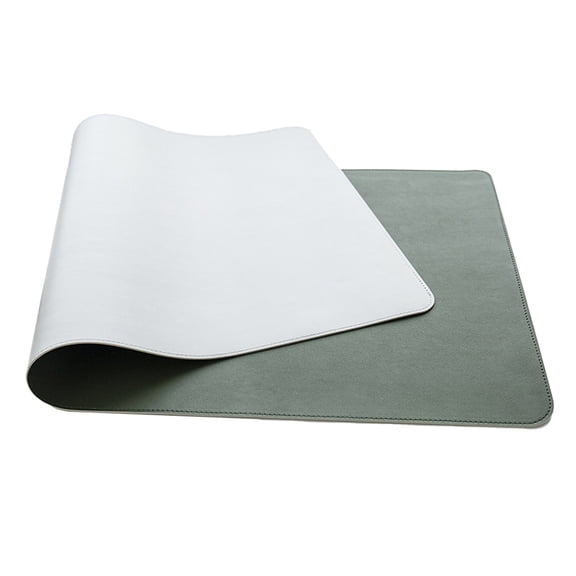 Leather Desk Blotter Pad, Flat, Non-Slip, Waterproof - Ink green+light gray