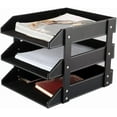thumbnail image 1 of Leather Desk File Organizer, 3-Layer Stackable Tray, Used to Store documents, folders, Stationery, Magazines, Newspapers, Letters, and Other Home Office Sundries Desktop Organization Holder(Black), 1 of 14
