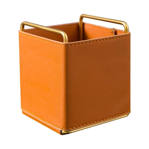 Leather Desk Organizer Pen Holder Storage Box for Office Home Desktop Makeup Brushes Stationery Remote Control Multi Compartment Tidy Tray
