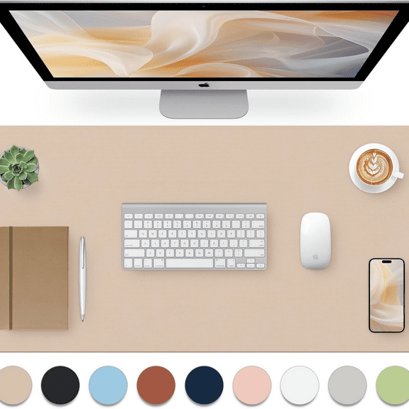 Leather Desk Pad, Mouse Pad, Non-Slip Desk Protector Mat, Leather Desk Blotter, Computer Desk Pad, Waterproof Desk Mat for Office Home Dr