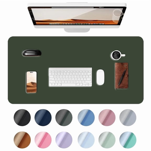 Leather Desk Pad, Mouse Pad, Office Desk Mat, Non-Slip PU Leather Desk Mat, Large Desk Mat, Waterproof Keyboard Mat for Office/Home/Decor (23.6" x 11.8", Army Green)