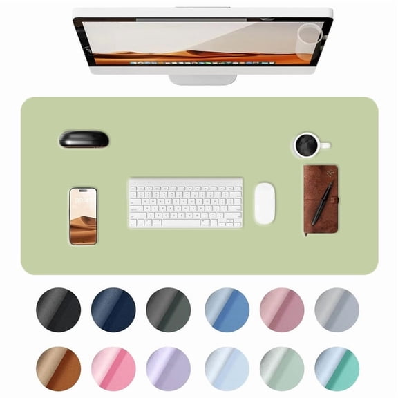 Leather Desk Pad, Mouse Pad, Office Desk Mat, Non-Slip PU Leather Desk Mat, Large Desk Mat, Waterproof Keyboard Mat for Office/Home/Decor (23.6" x 11.8", Fruit Green)