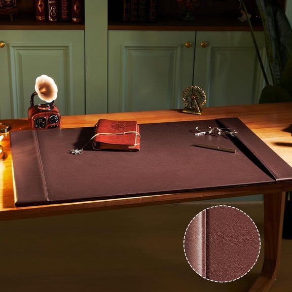 Leather Desk Pad Protector 30" x 18" Leather Desk Blotter with Side Rails Desk Mat for Office Home Workplace Desktop Writing Board Christmas Gifts for Dad Husband(Brown)