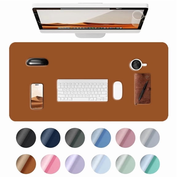 Leather Desk Pad Protector, Large Desk Mat with Suede Sole & PU Leather, Mouse Pad, Office Desk Mat, Waterproof Desk Writing Pad for Office and Home (31.5" x 15.8", Light Brown)