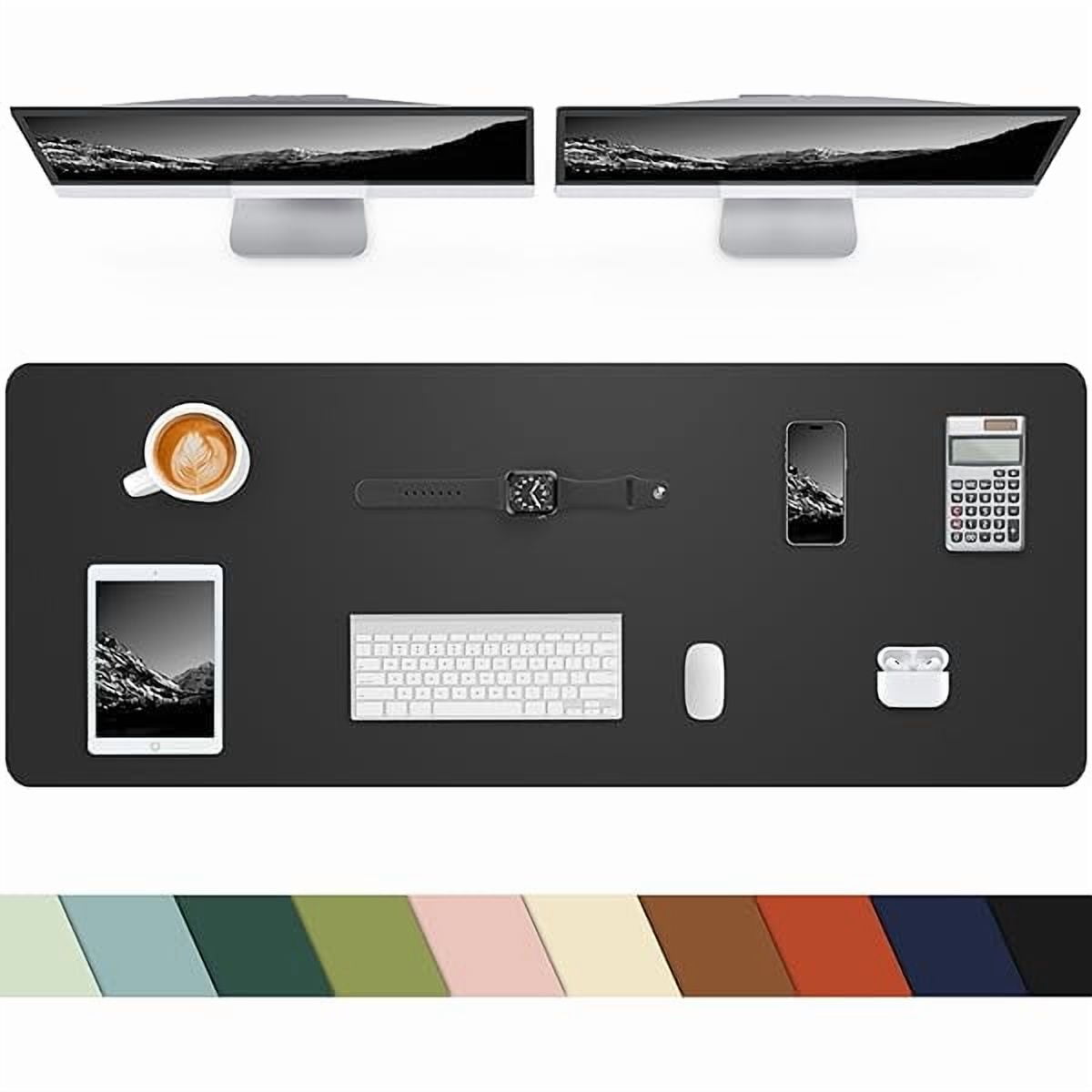 Leather Desk Pad Protector, Large Mat, Mouse Pad, Non-Slip PU Leather Blotter, Cover for Keyboard and Mouse, Office & Home (Black, 48" x 17") 48" x 17" Black