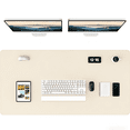 thumbnail image 1 of Leather Desk Pad Protector, 47x24" PU Mouse Pad, Large Waterproof Office Desk Mat, Non-Slip Desk Blotter Pad with Strap, Writing Pad for Office and Home (Eggshell, 47.2" x 23.6"), 1 of 8