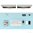 thumbnail image 1 of Leather Desk Pad Protector, 47x24" PU Mouse Pad, Large Waterproof Office Desk Mat, Non-Slip Desk Blotter Pad with Strap, Writing Pad for Office and Home (Light Blue, 47.2" x 23.6"), 1 of 8