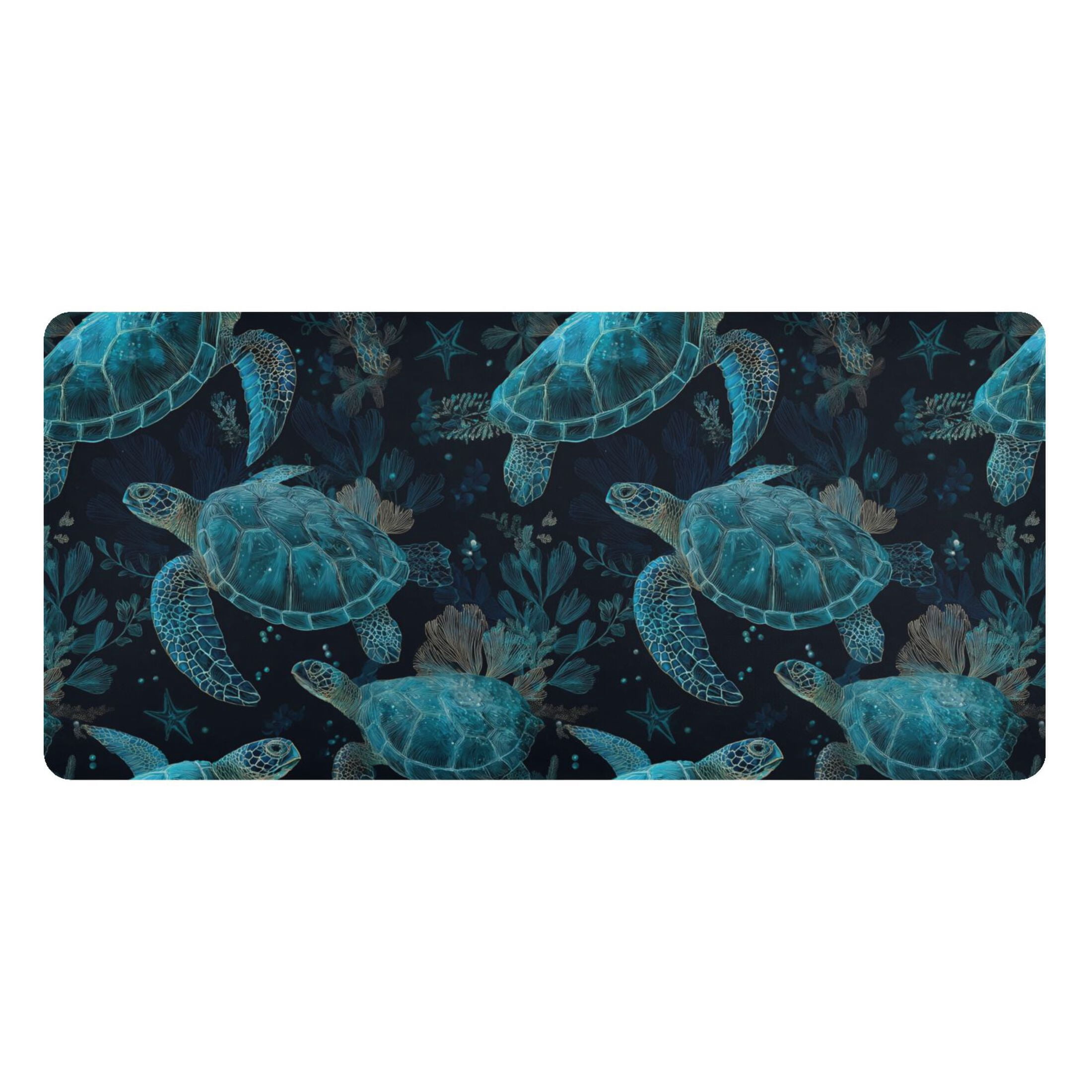 Leather Desk Pad Protector Mouse Pad Laptop Desk Mat Non-Slip Waterproof for Office and Home Green Sea Turtles Pattern