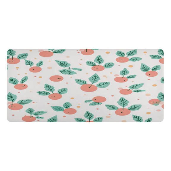 Leather Desk Pad Protector Mouse Pad Laptop Desk Mat Non-Slip Waterproof for Office and Home Peach Holly Leaves and Berries