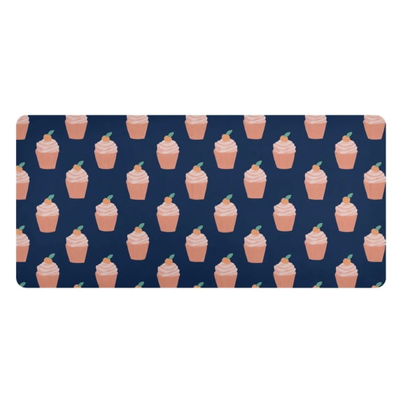 Leather Desk Pad Protector Mouse Pad Laptop Desk Mat Non-Slip Waterproof for Office and Home Peach Ice Cream Pattern