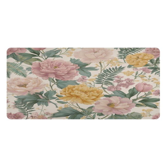 Leather Desk Pad Protector Mouse Pad Laptop Desk Mat Non-Slip Waterproof for Office and Home Retro Plant Pattern