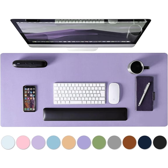 Leather Desk Pad Protector, Mouse Pad, Non-Slip Computer Mat for Desk, PU Leather Office Desk Mat for Home & Office, Waterproof Laptop Desk Blotter for Keyboard and Mouse, Taro Purple (13.7''X23.6'')