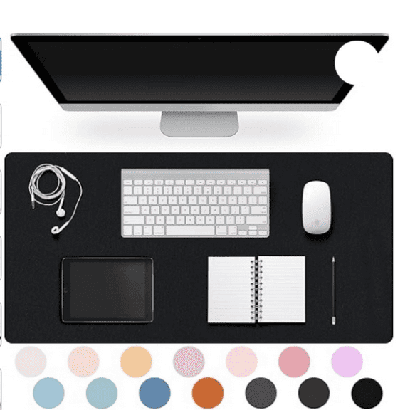 Leather Desk Pad Protector,Non-Slip Desk Pad,on-Slip PU Leather Large Mouse Pad,Easy Clean Desk Protr Mat,Writing Pad for Office Work/Home/Dr(Black, 23.6" x 13.7")