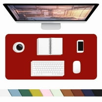 Leather Desk Pad Protector, Office Desk Mat, Large Mouse Pad, Non-Slip PU Leather Desk Blotter, Laptop Desk Pad, Waterproof Desk Writing Pad for Office and Home (23.6" x 11.8", Red)