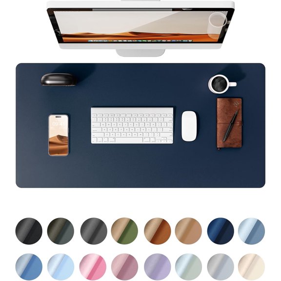 Leather Desk Pad Protector, Office Desk Mat, Large Mouse Pad, Non-Slip PU Leather Desk Blotter, Laptop Desk Pad, Waterproof Desk Writing Pad for Office and Home (Black, 23.6" x 13.8")