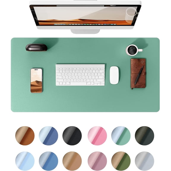 Leather Desk Pad Protector, Office Desk Mat, Large Mouse Pad, Non-Slip PU Leather Desk Blotter, Laptop Desk Pad, Waterproof Desk Writing Pad for Office and Home (Black, 23.6" x 13.8")