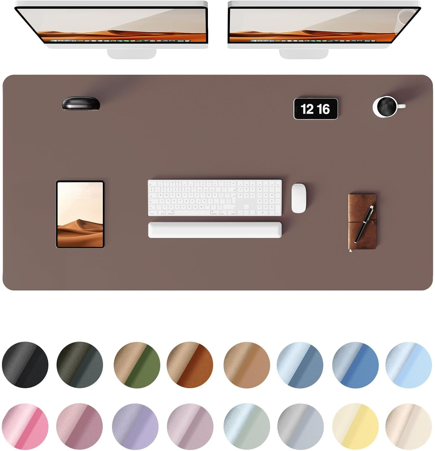 Leather Desk Pad Protector, Office Desk Mat, Large Mouse Pad, Non-Slip PU Leather Desk Blotter, Laptop Desk Pad, Waterproof Desk Writing Pad for Office and Home (Chocolate, 47.2" x 23.6")