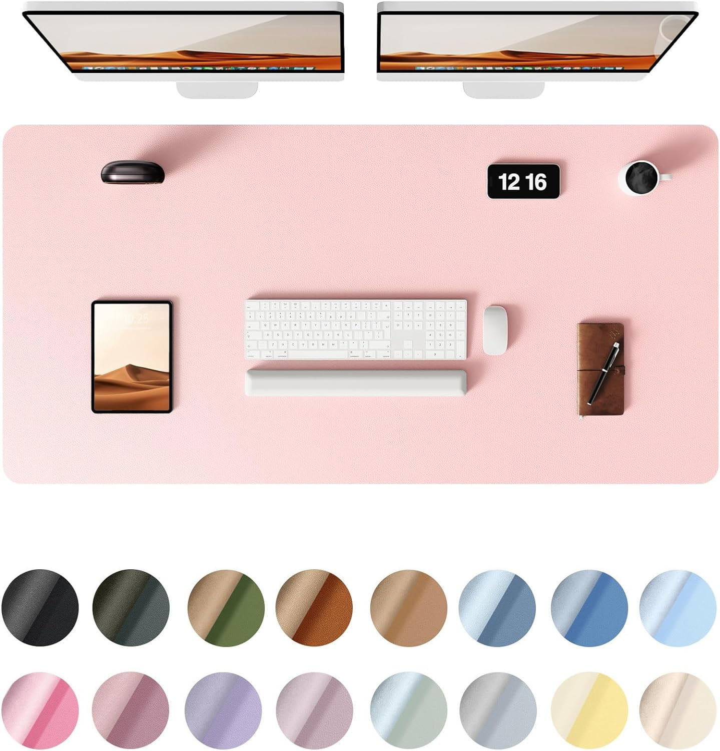 Leather Desk Pad Protector, Office Desk Mat, Large Mouse Pad, Non-Slip PU Leather Desk Blotter, Laptop Desk Pad, Waterproof Desk Writing Pad for Office and Home (Light Pink, 47.2" x 23.6")