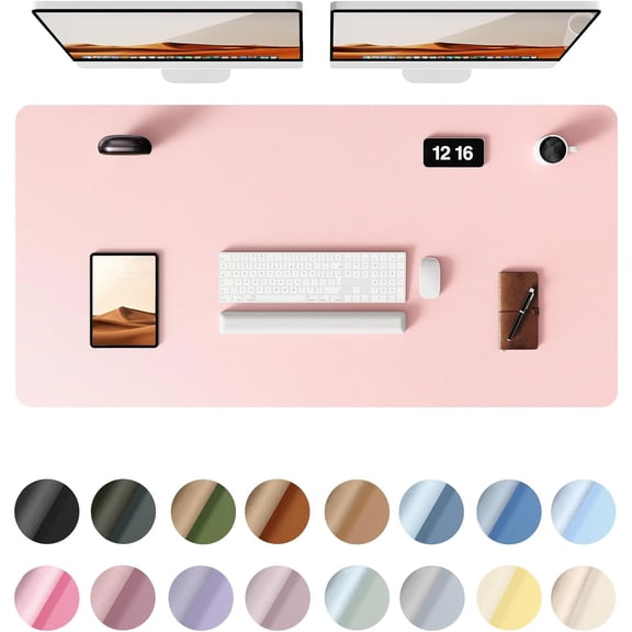Leather Desk Pad Protector, Office Desk Mat, Large Mouse Pad, Non-Slip PU Leather Desk Blotter, Laptop Desk Pad, Waterproof Desk Writing Pad for Office and Home (Light Pink, 47.2" x 23.6")