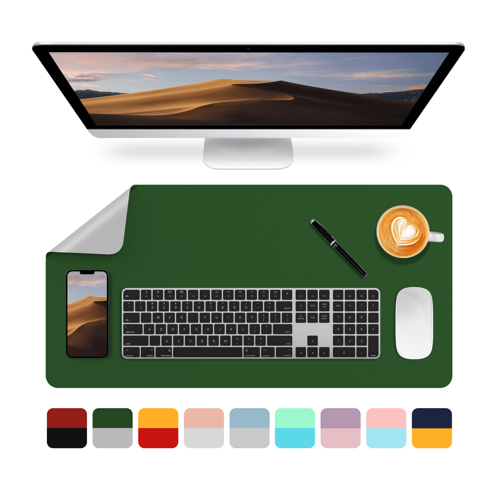 Leather Desk Pad Protector,PU Leather Dual Side Large Mouse Pad, Non