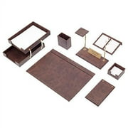 Leather Desk Set, 10 Pieces, Double Document Tray, Desk Organizer Brown