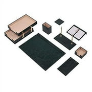 Leather Desk Set, 10 Pieces, Double Document Tray, Desk Organizer Green