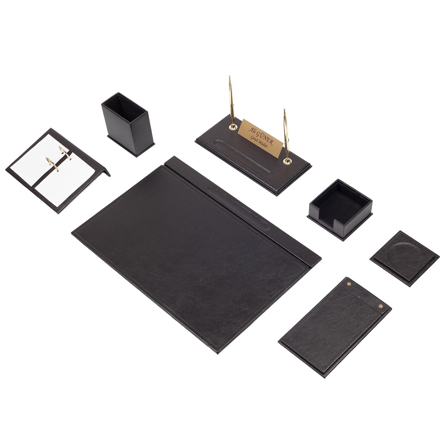Leather Desk Set-9 Accessories-Desk Organizer-Office Desk Accessories-Desk Pad-Desktop Storage - Desk Set - Desk Accessories