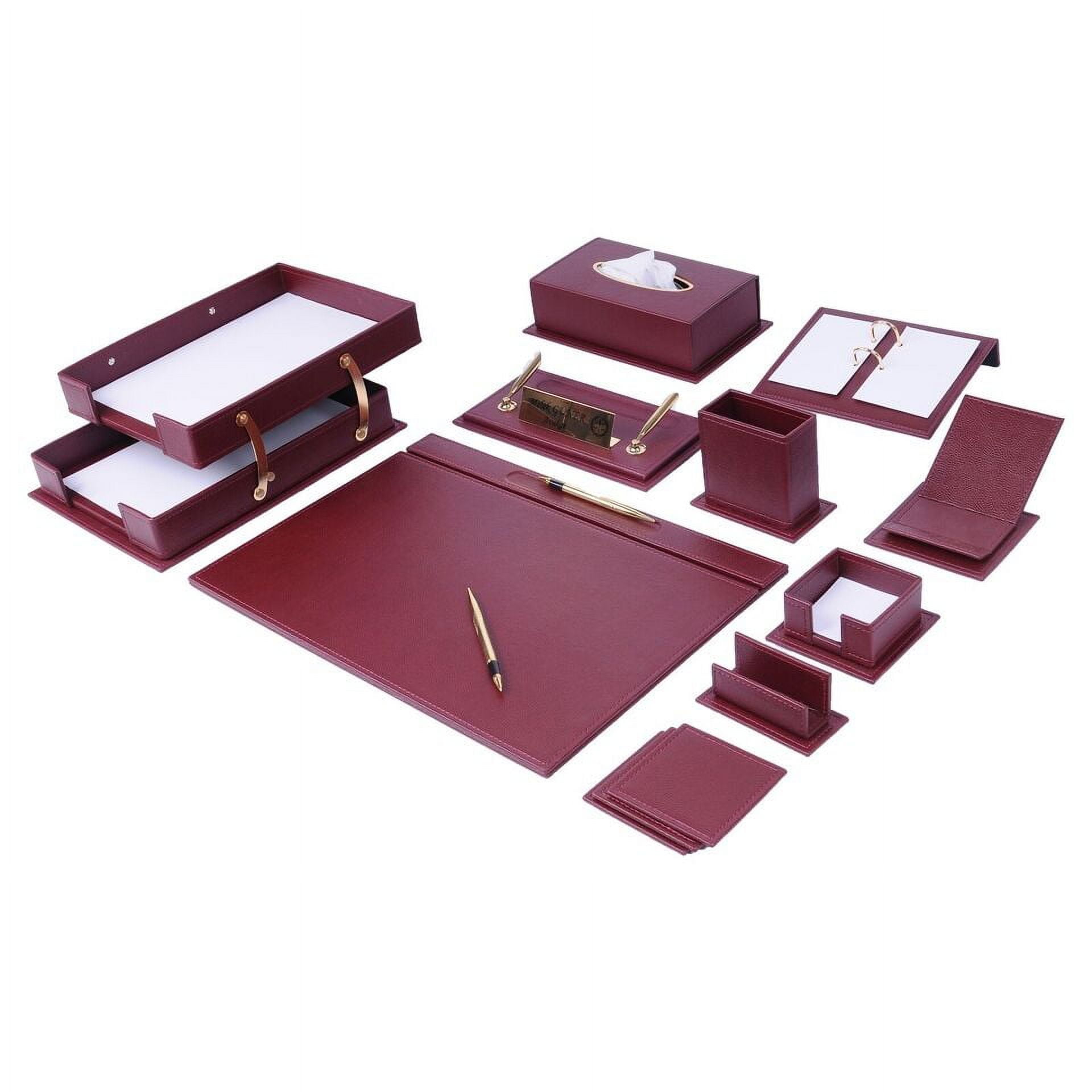Leather Desk Set-Desk Office Accessories-Office Organizer- Home Office Accessories - Desk Supplies - Desk Storage Organizer -Desk Pad-Storage-14 Pieces -14 PCS