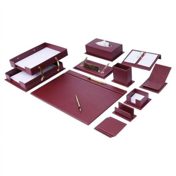 Leather Desk Set-Desk Office Accessories-Office Organizer- Home Office Accessories - Desk Supplies - Desk Storage Organizer -Desk Pad-Storage-14 Pieces -14 PCS