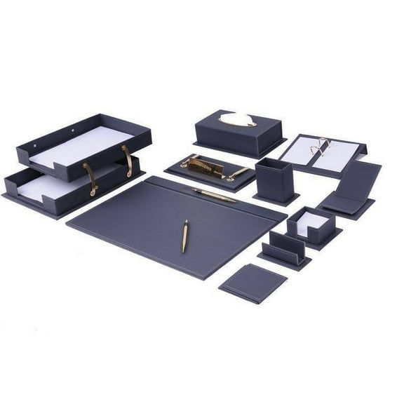 Leather Desk Set-Desk Office Accessories-Office Organizer- Home Office Accessories - Desk Supplies - Desk Storage Organizer -Desk Pad-Storage-14 Pieces -14 PCS