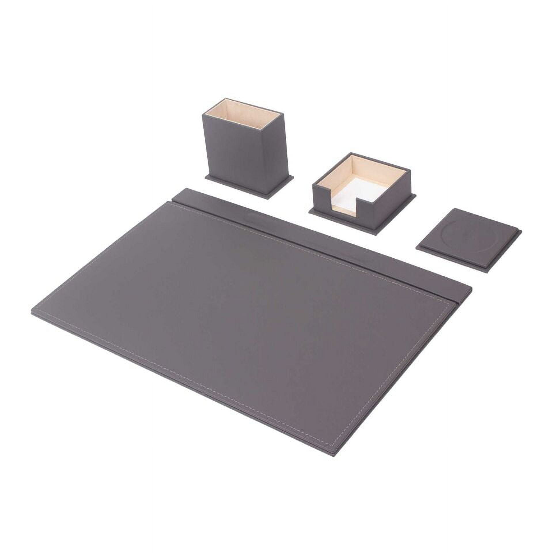 Leather Desk Set - Desk Pad - Note Paper Holder -Pen Holder - Leather Coaster -4 Accessories-Desk Organizer - Office Desk Accessories - Desktop Storage - 4 PCS