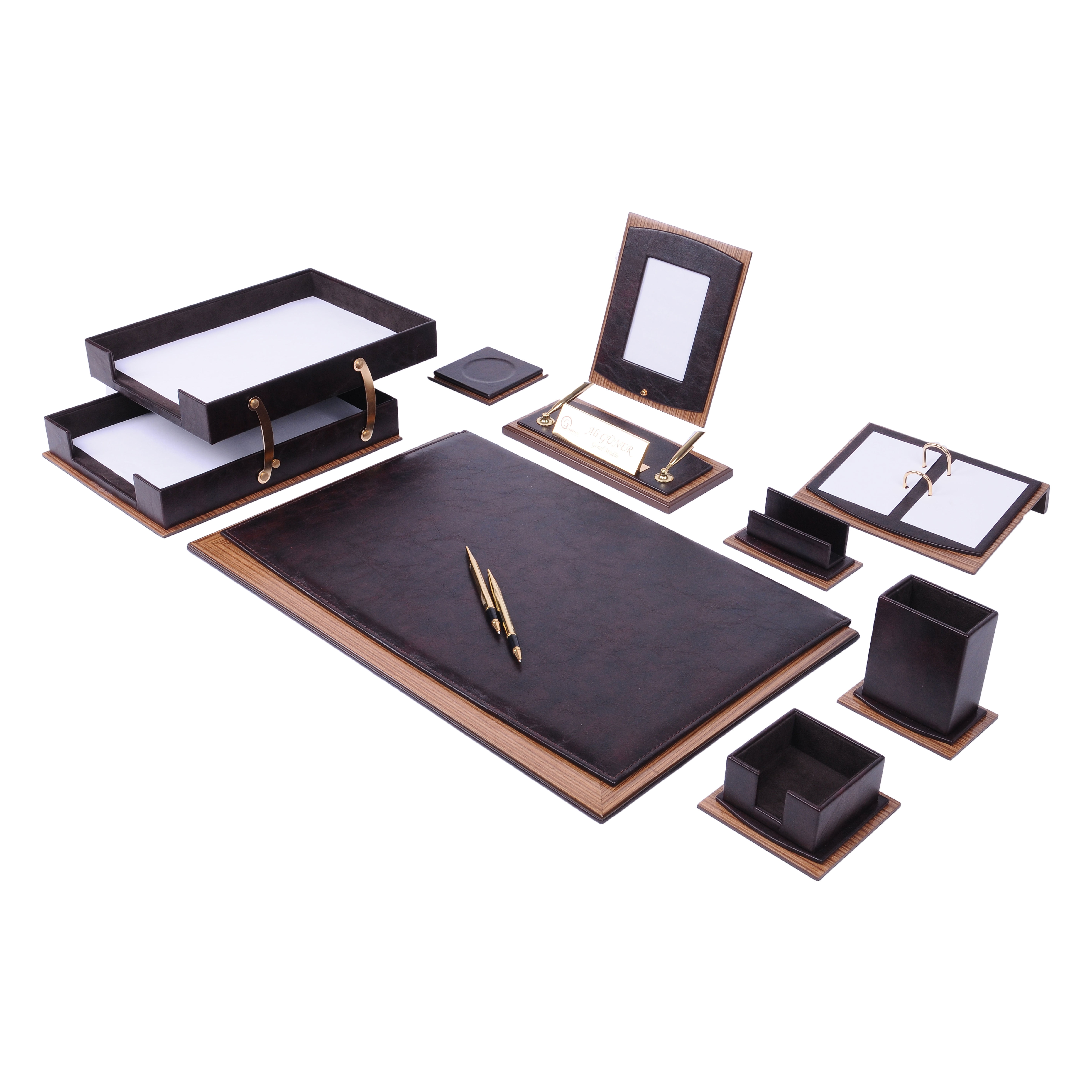 Ensemble De Bureau En Cuir Noir 6 Pièces – Neuf En Boîte – Livraison Gratuite