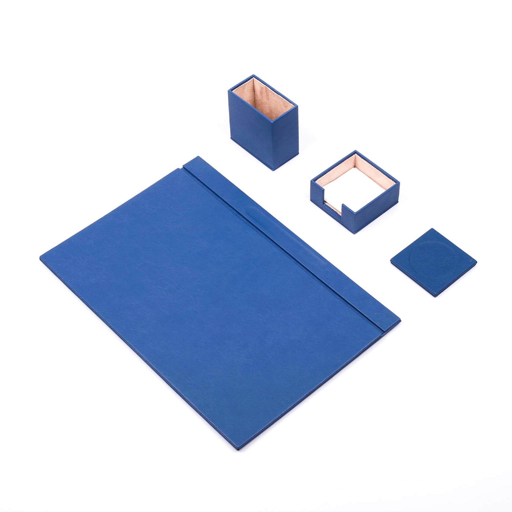 Leather Desk Set - Desk Pad - Note Paper Holder -Pen Holder - Leather Coaster -4 Accessories-Desk Organizer - Office Desk Accessories - Desktop Storage - 4 PCS